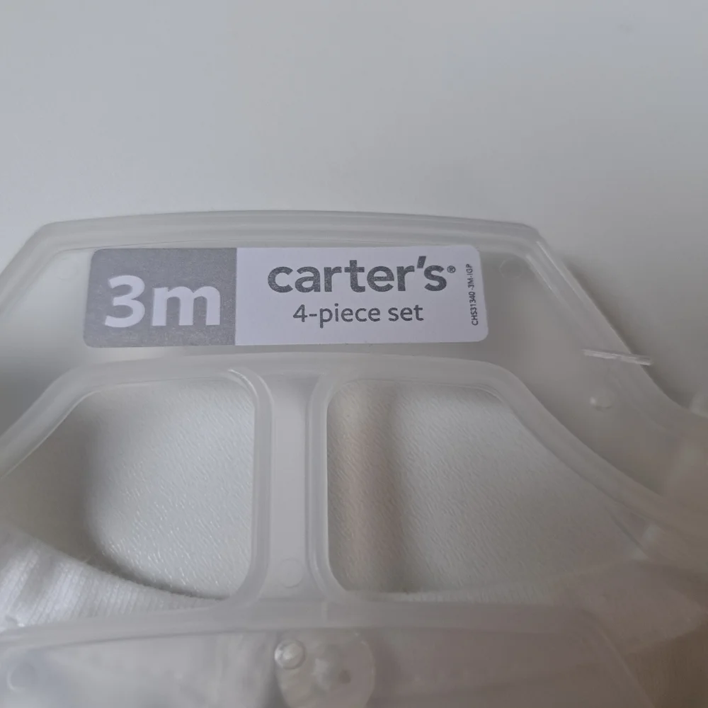 4 Pack)Carters Baby Girl Sz 3 Months Yellow White Daisies Bodysuit‎ Pants Cotton